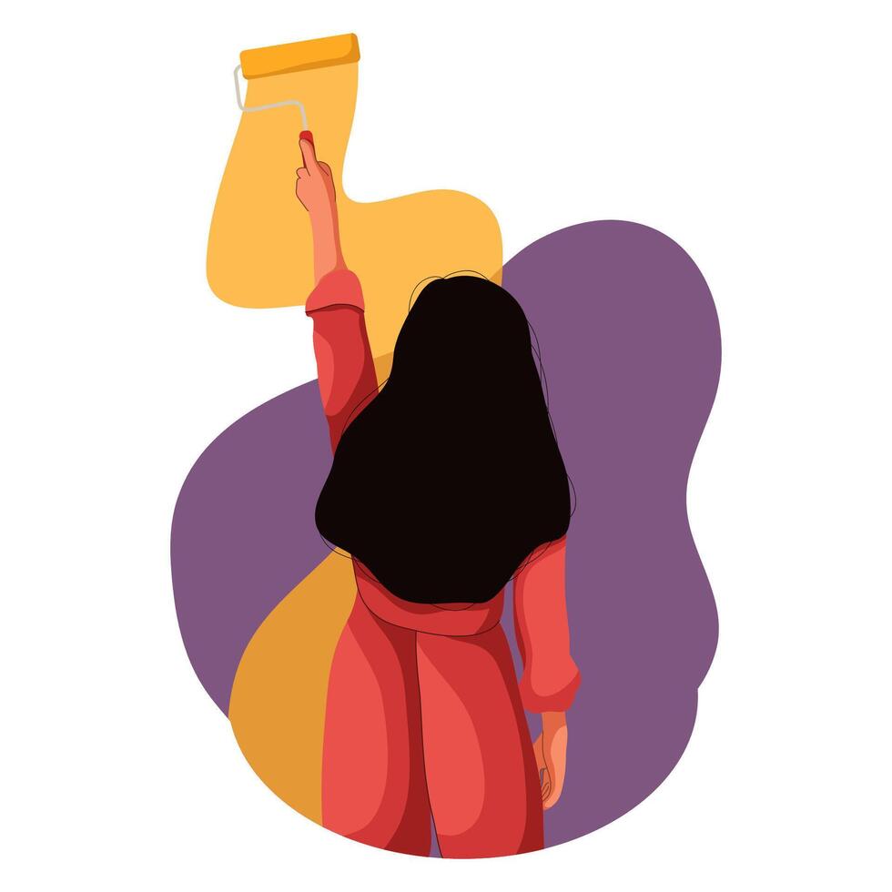 Women Painting On The Wall vector