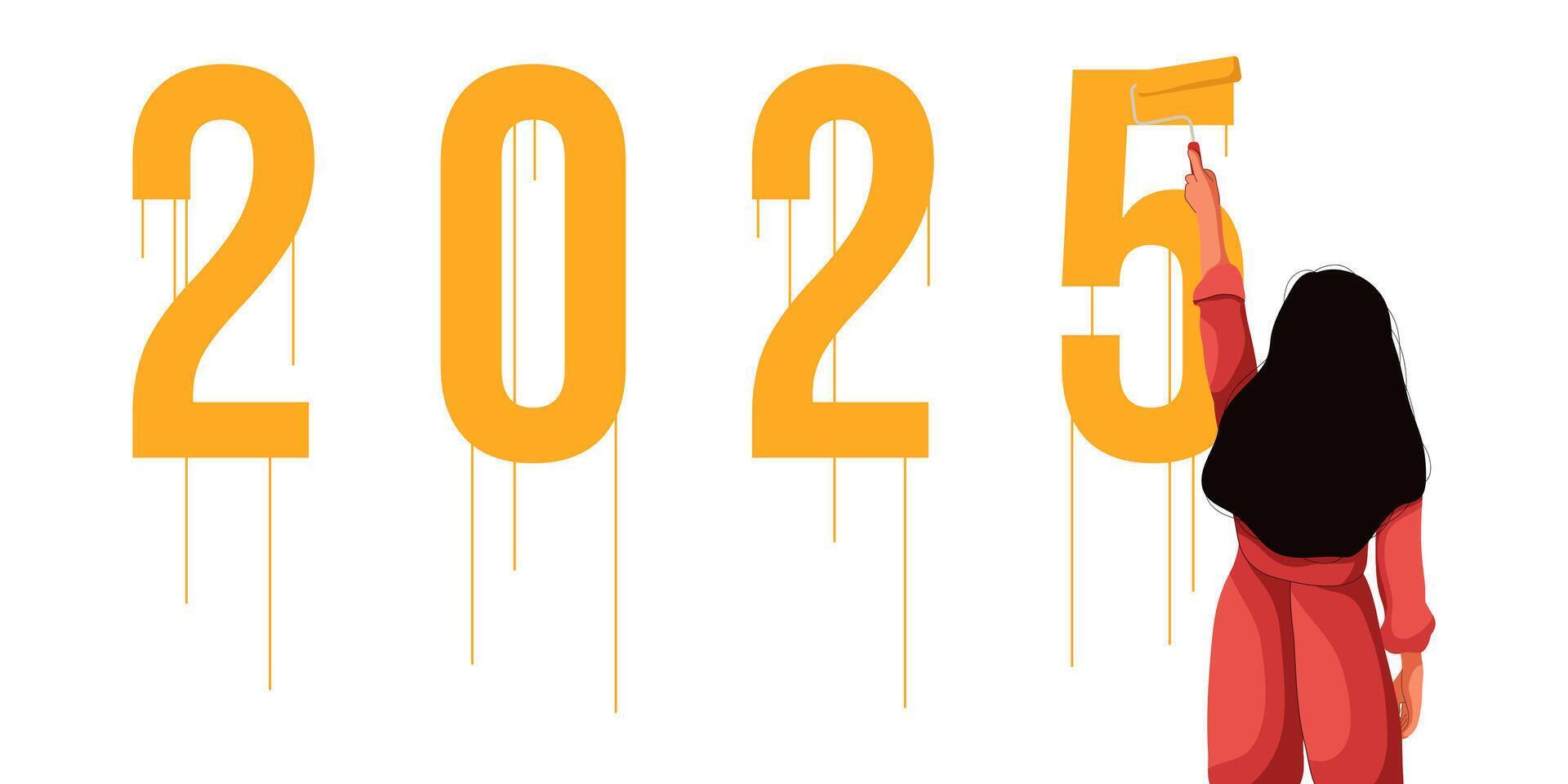 2025 Girl Paint On The Wall vector