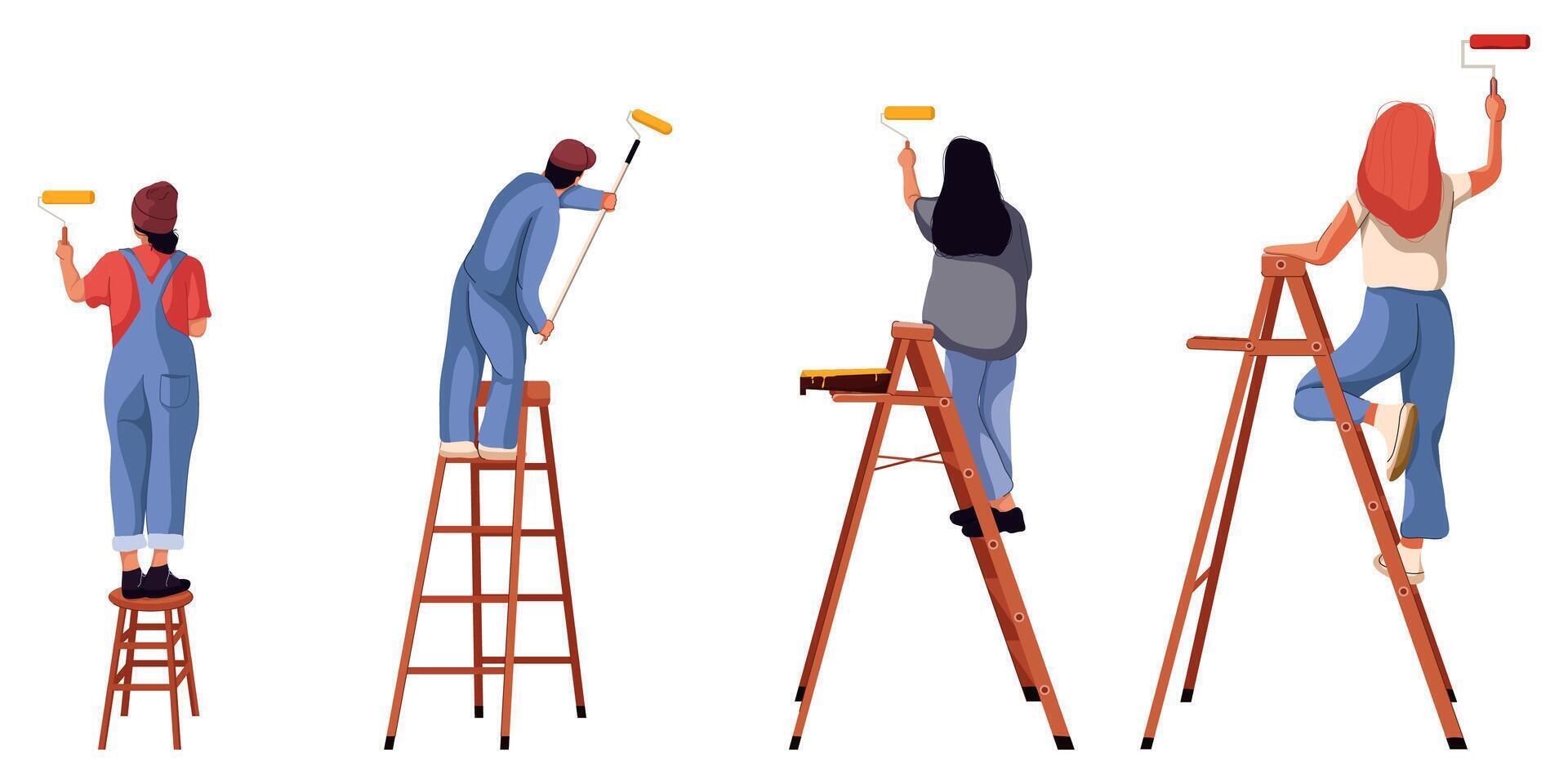 Set of People Painter vector