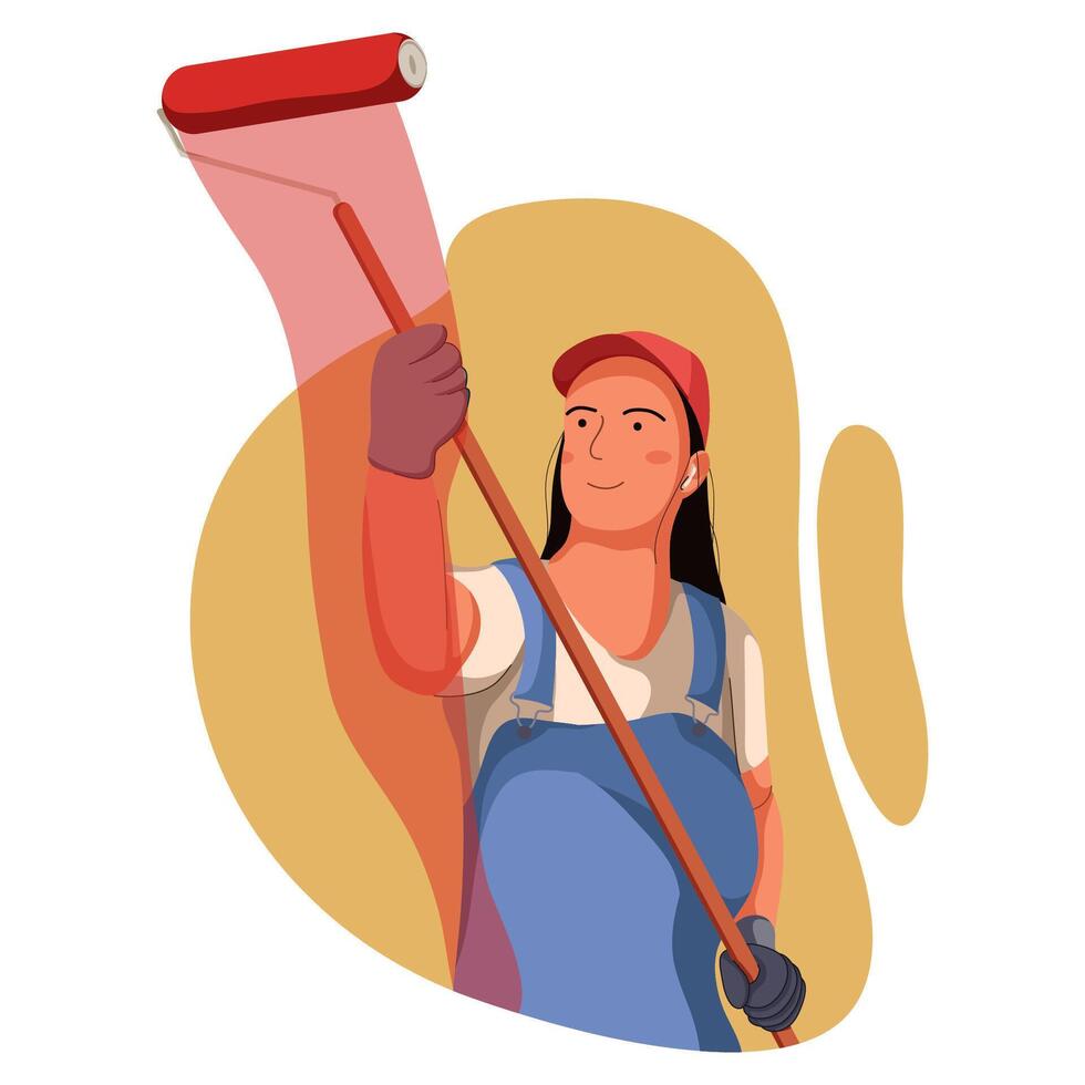 Girl Painter Worker vector