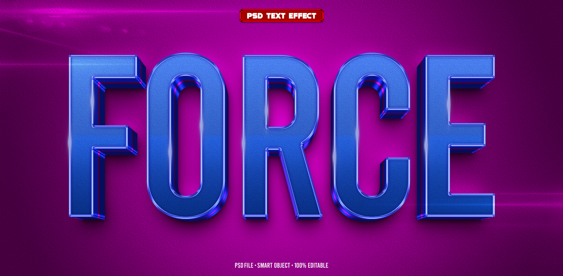 Force 3D editable text effect psd
