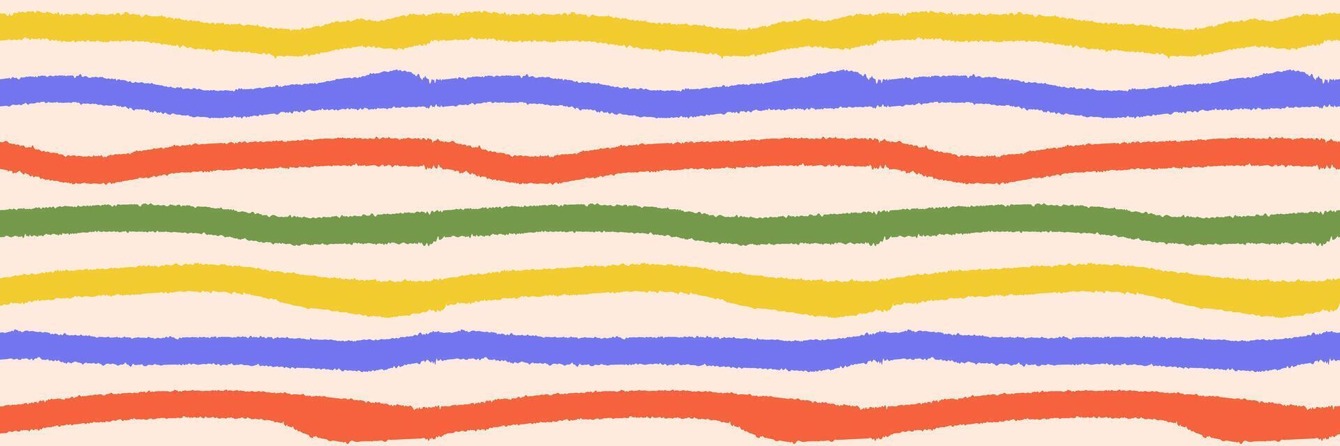 Abstract seamless pattern, colorful hand drawn textural line, stripe. Trendy design, simple and playful doodle wallpaper print vector