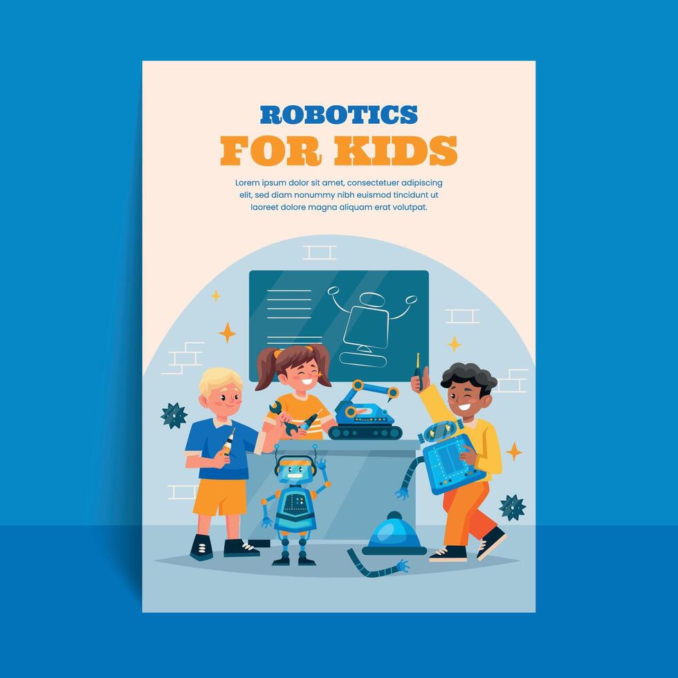 Kids Robotics Workshop Poster vector