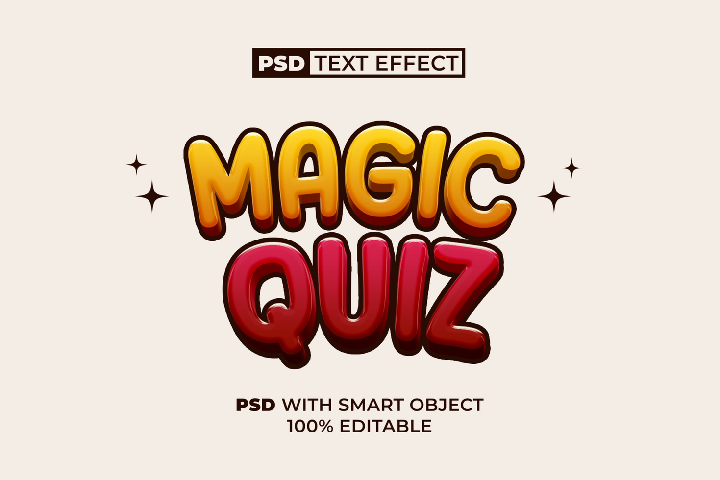 Magic Quiz Editable Text Effect Fun Curved Style. psd