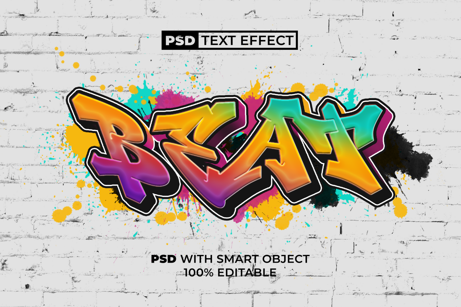 Beat Graffiti Text Effect Gradient Color Style psd