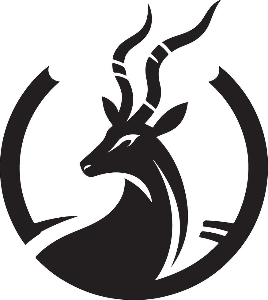 Gazelle in a circle logo icon on white background. vector