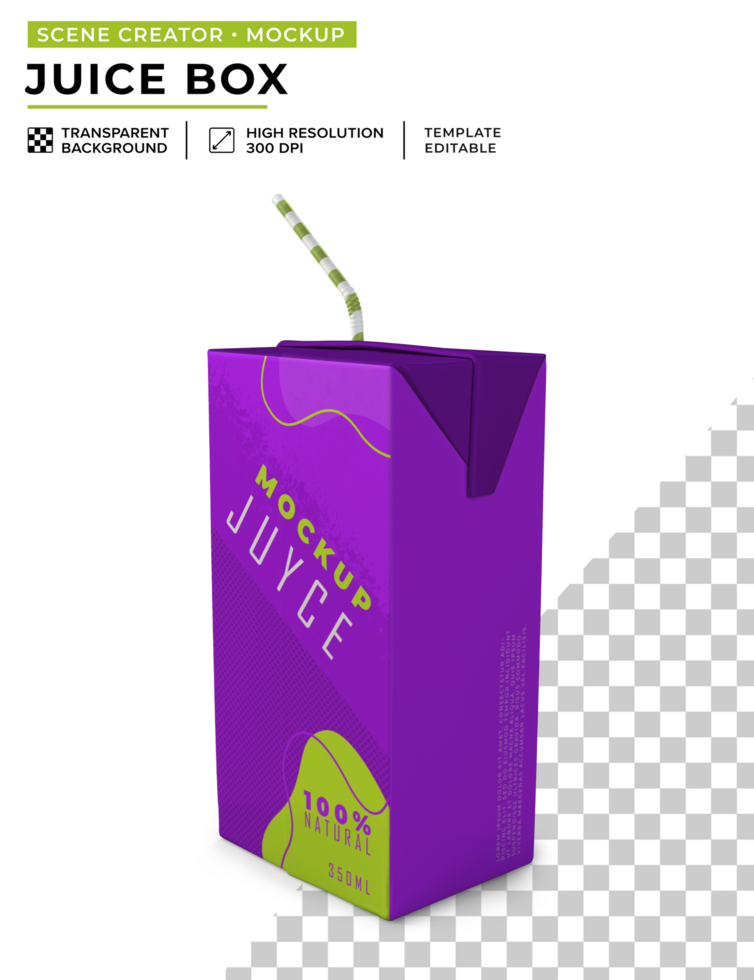 juice box with straw mockup psd