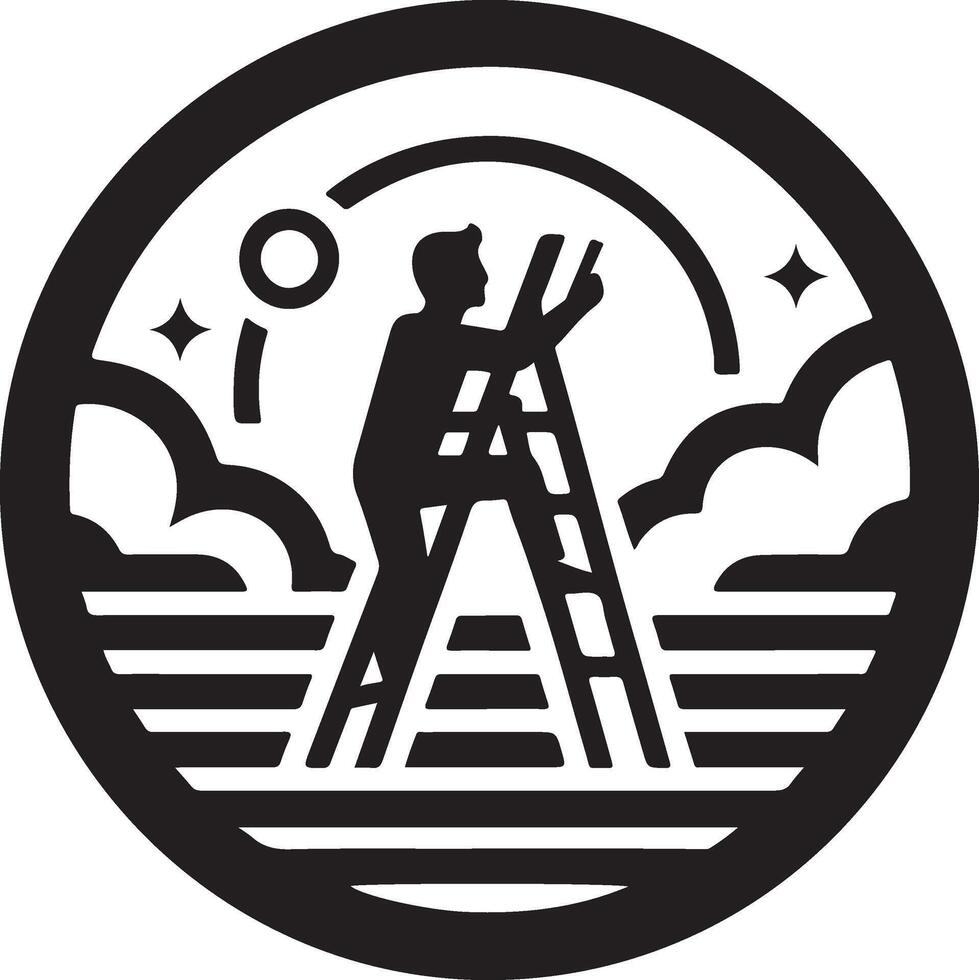 Illustration of a man and ladder. vector