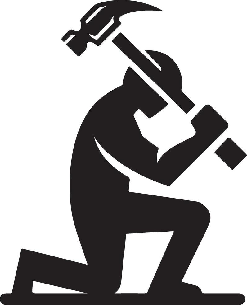 A man work with hammer. vector
