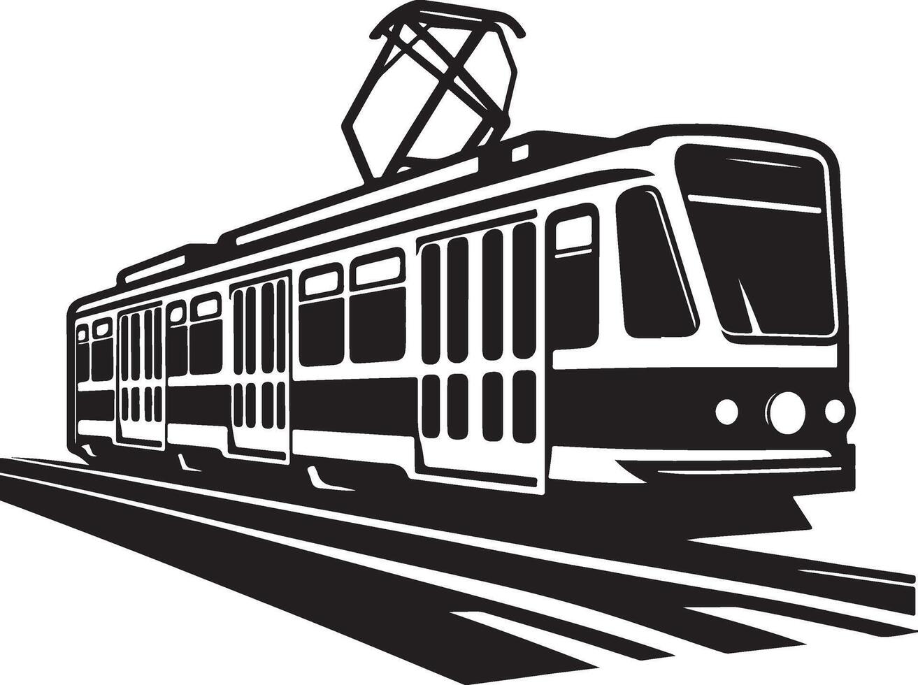 Tram silhouette on white background. vector