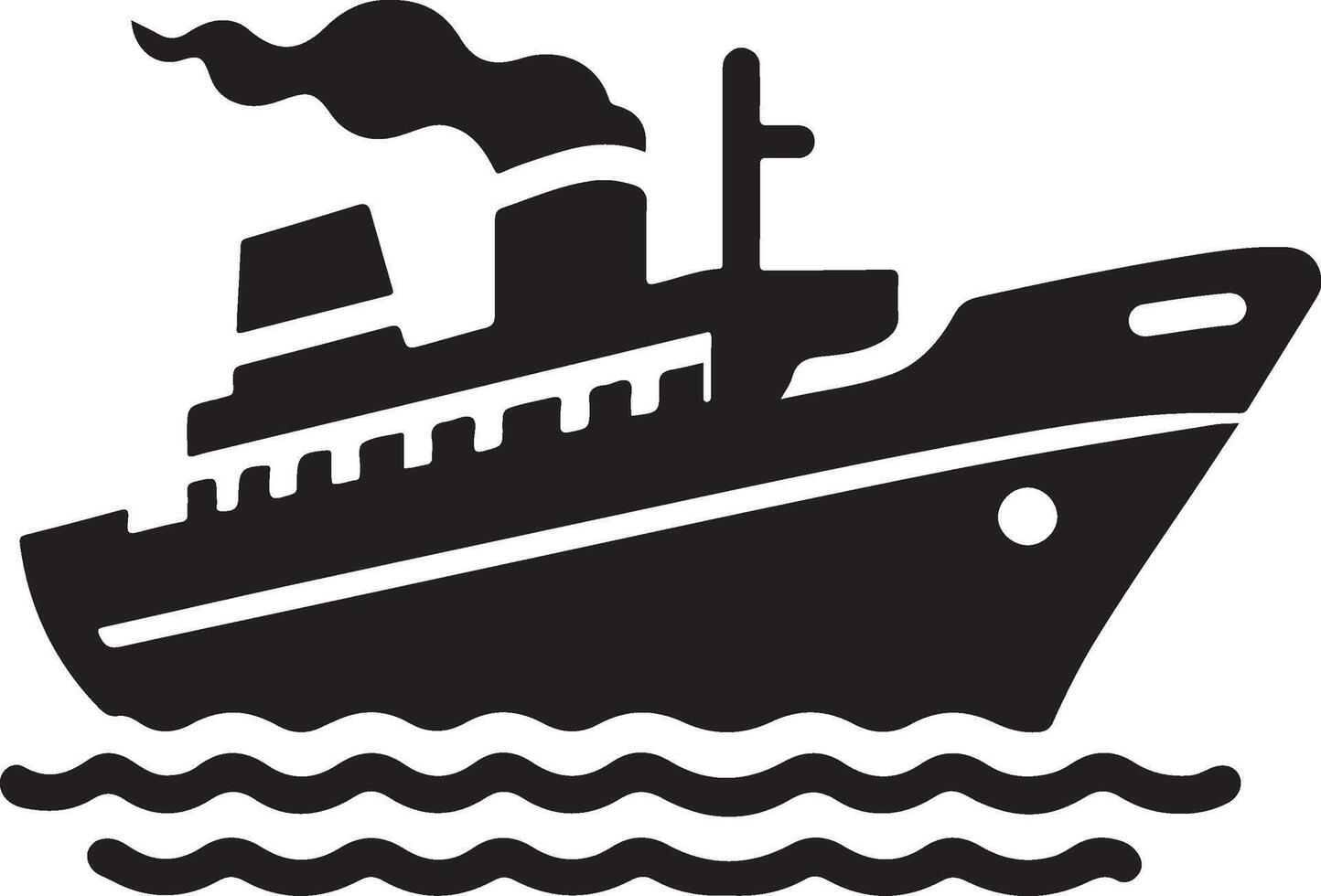 Black ship in the sea. vector