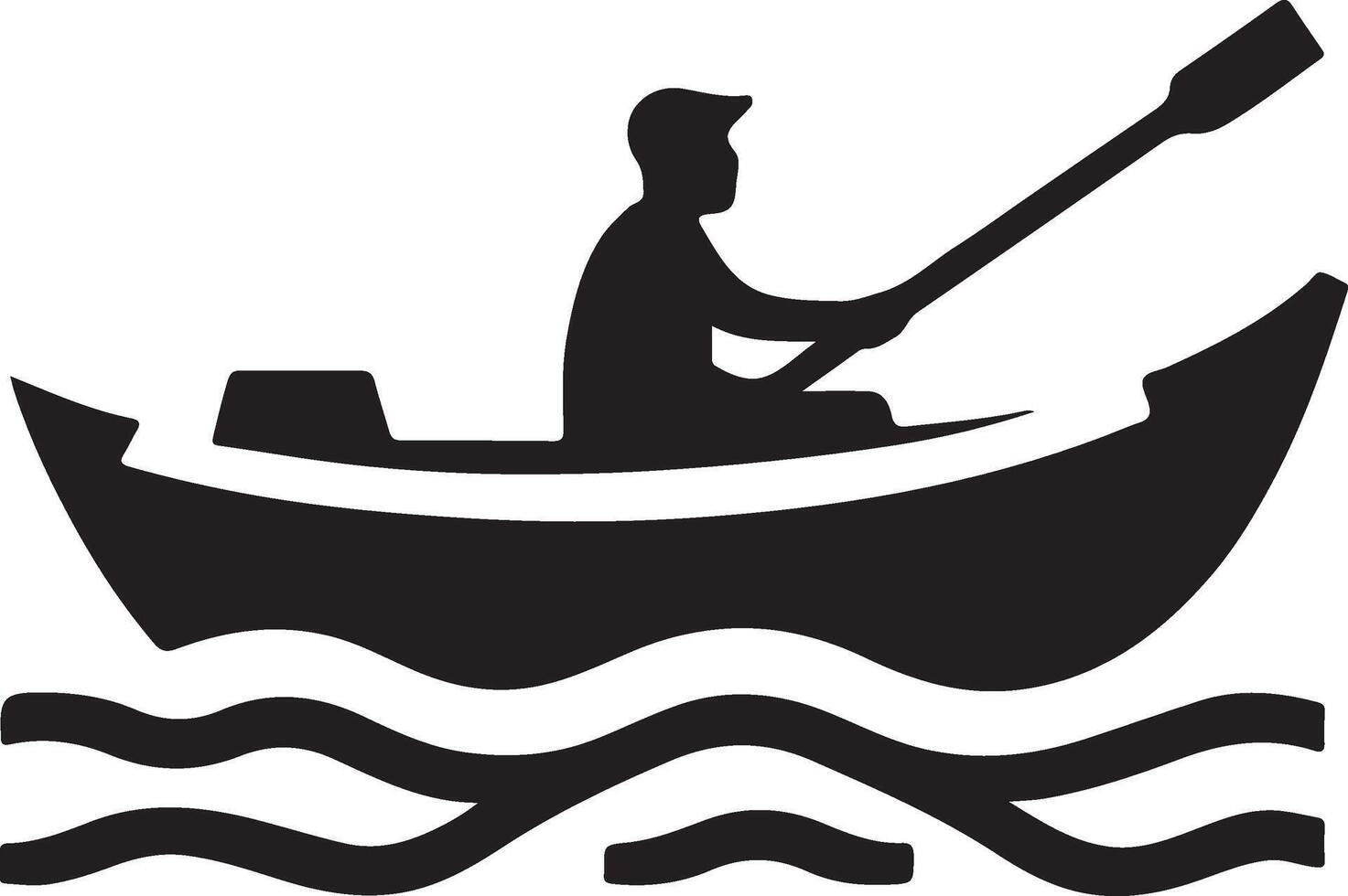 The sailor steers the boat. vector