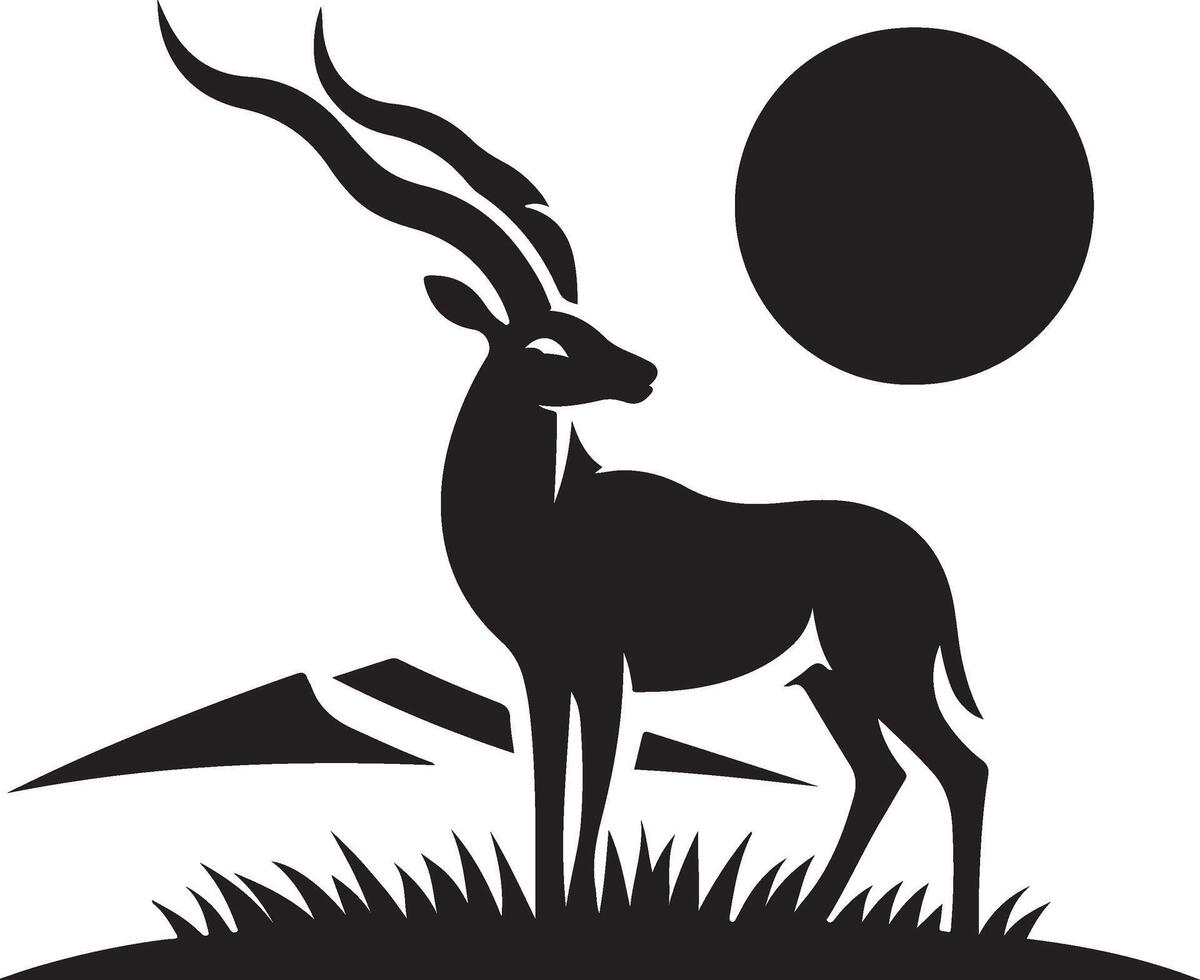 Gazelle in mountain background. vector