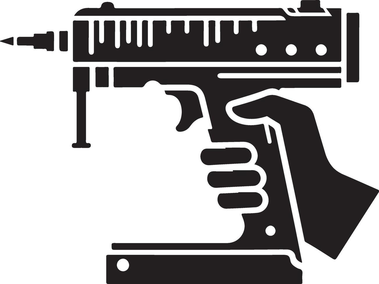 Nailgun holding a hand icon. vector