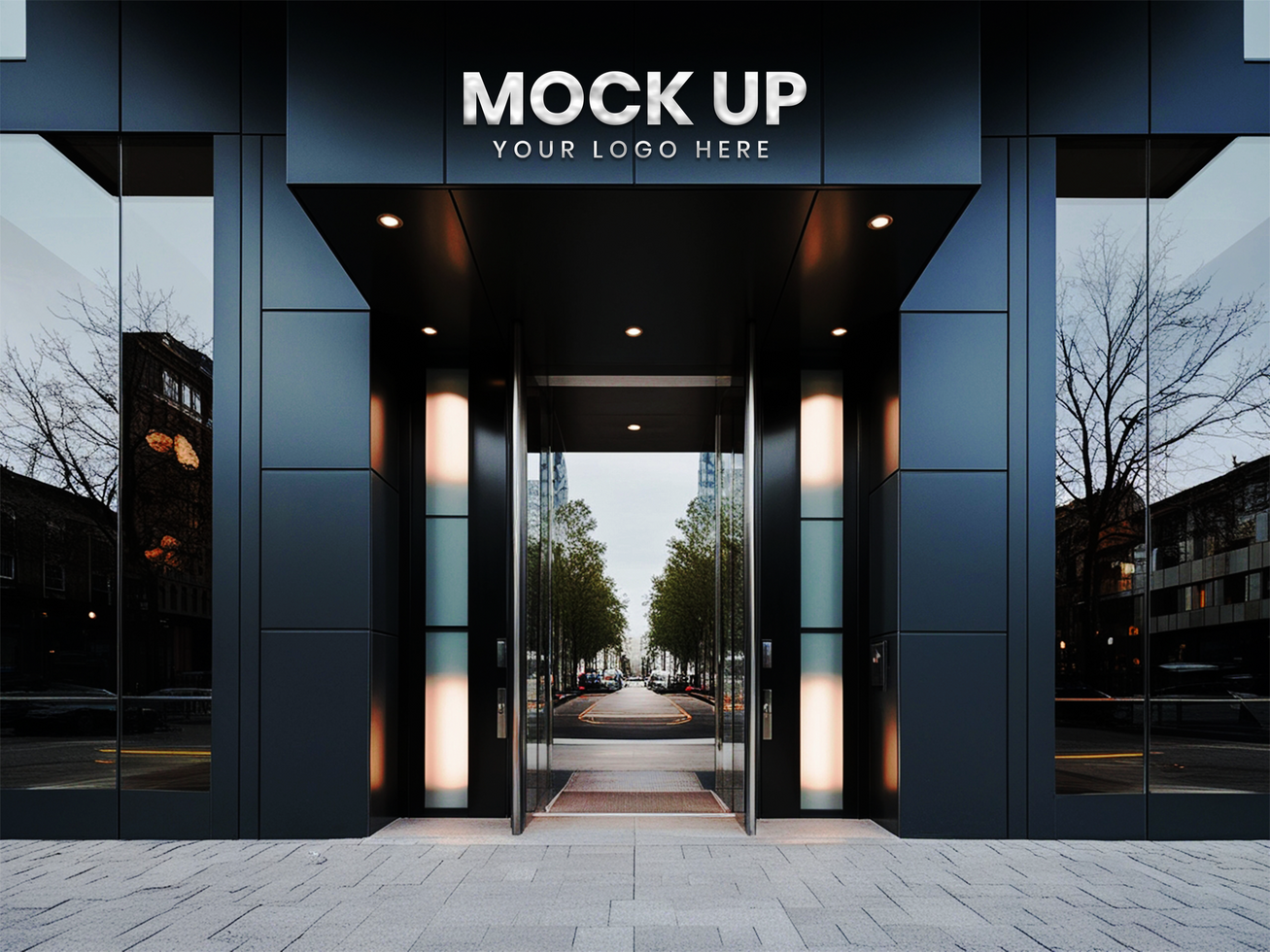 3D logo mockup modern front sign psd
