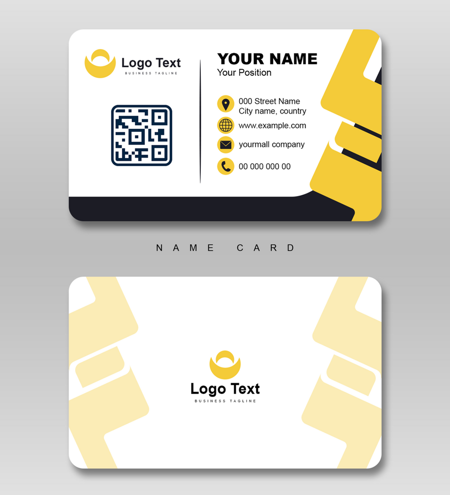 Simple Creative and Elegant Business Card Design yellow lines with white background psd