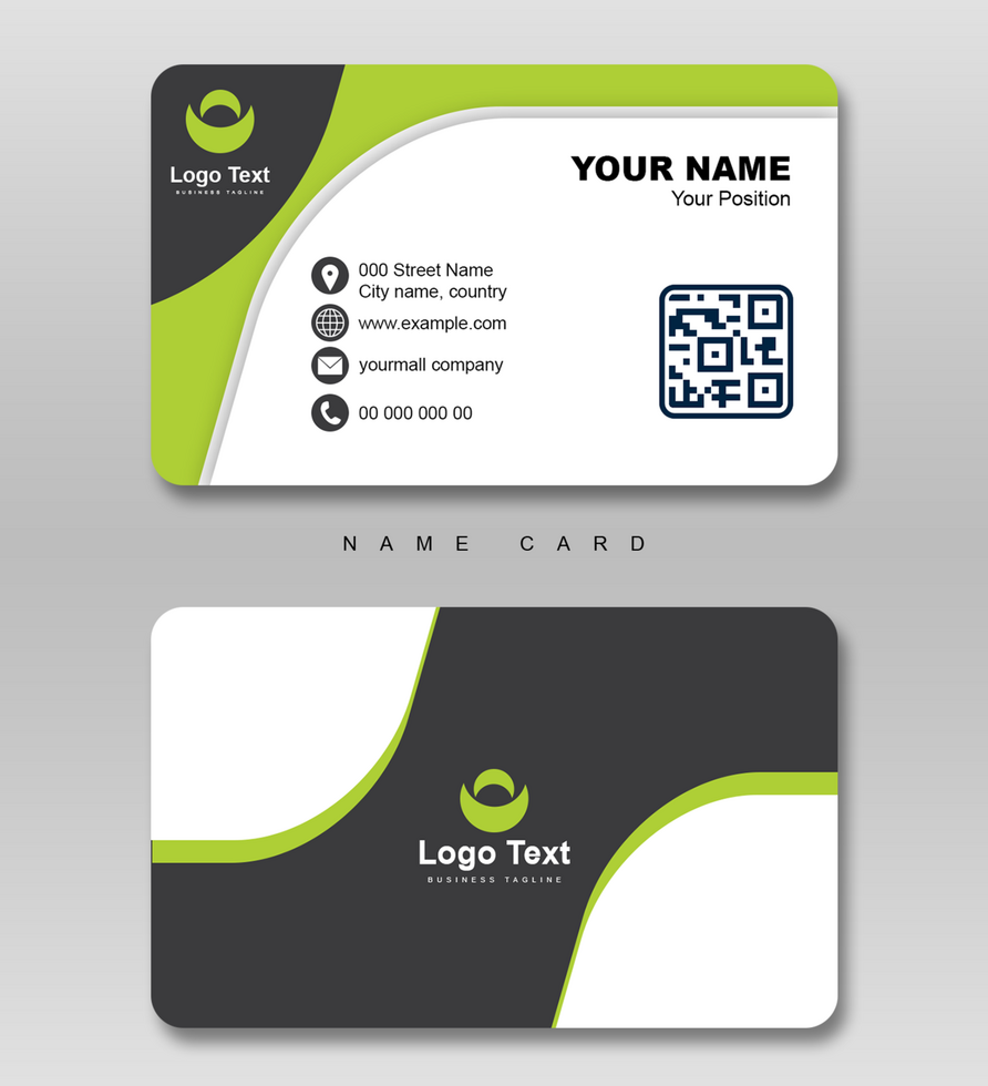 Simple Creative and Elegant Business Card Design light green ornament and white background psd