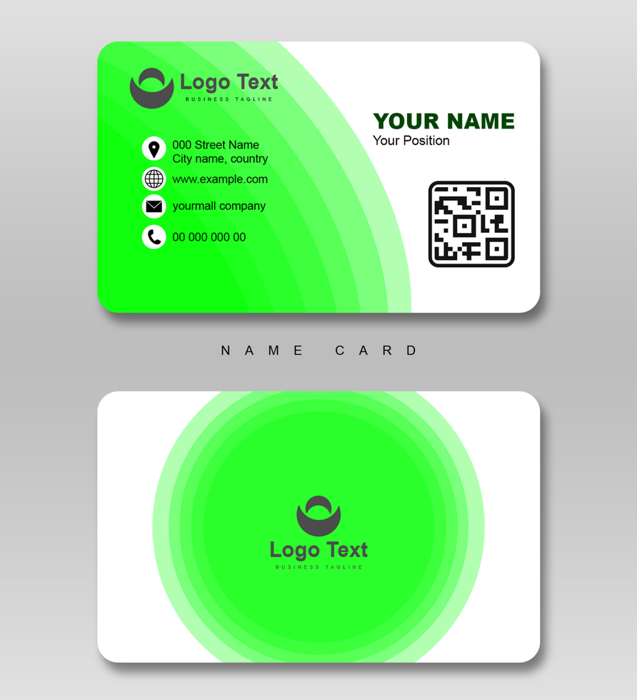 Simple Creative and Elegant Business Card Design with white color with light green circle psd