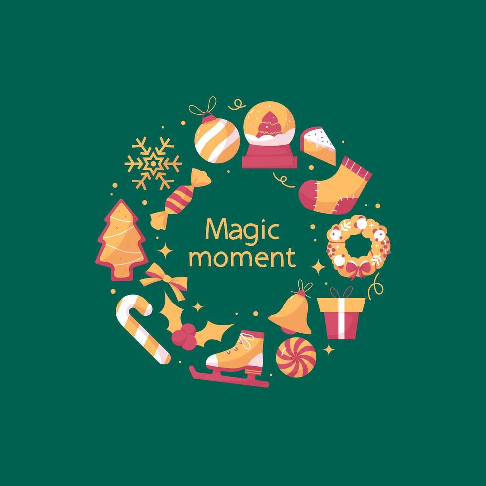 Merry Christmas and happy new year minimalist greeting card vector
