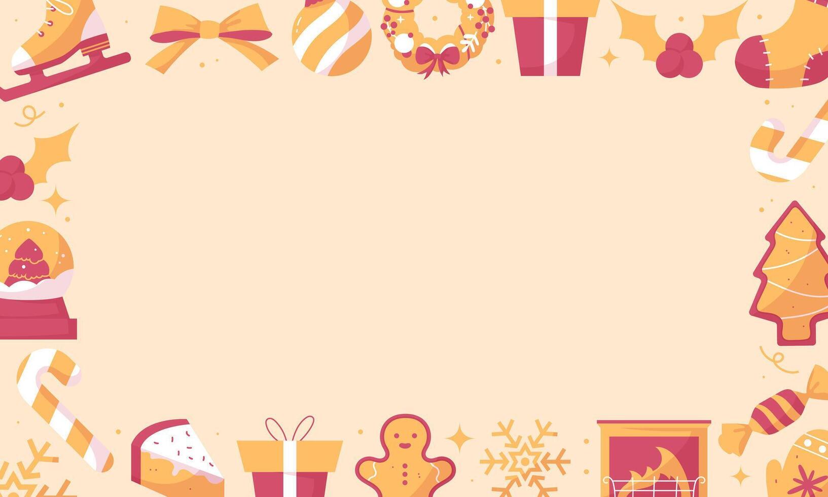 Merry Christmas and Happy New Year rectangular template on light background vector