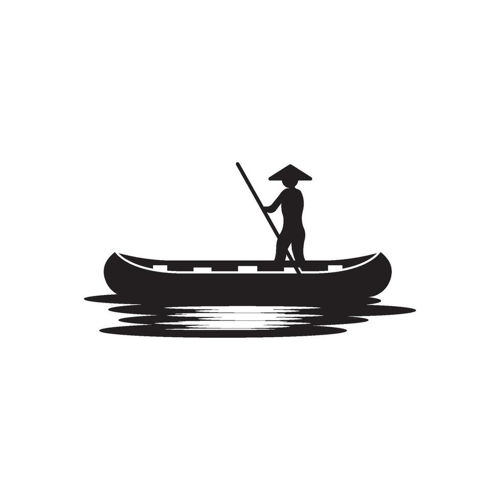 A man in a canoe with a hat on his head vector