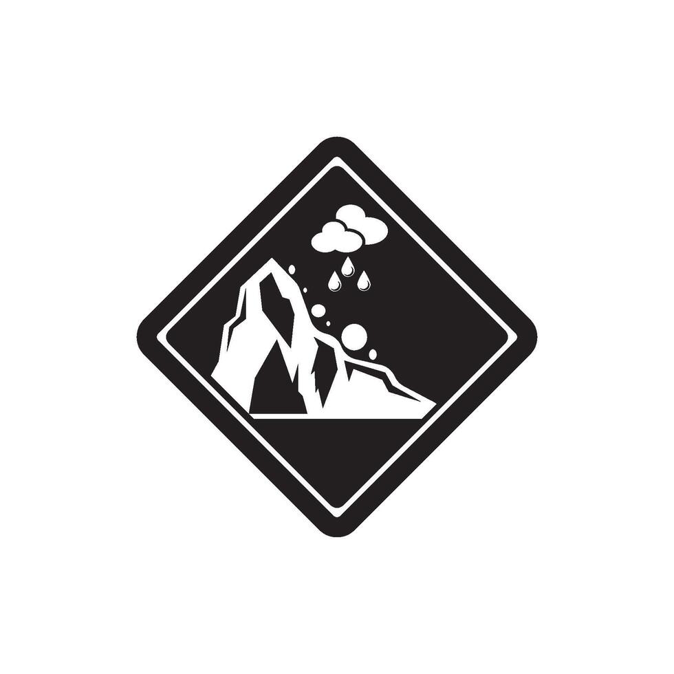 A black and white image of a mountain with a rain cloud vector