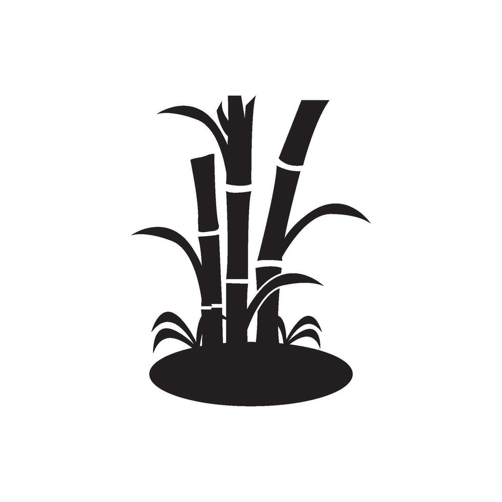 Bamboo tree icon in black and white on white background vector