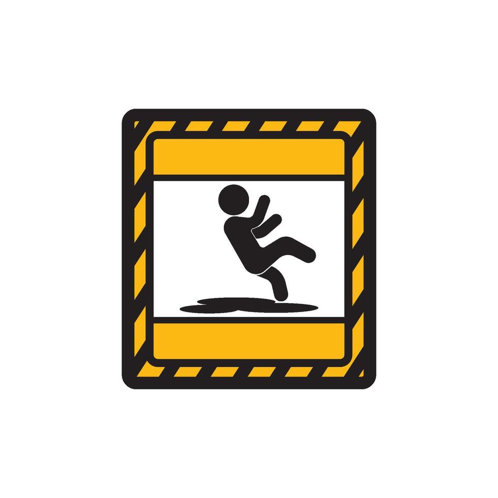 A warning sign with a man falling down vector