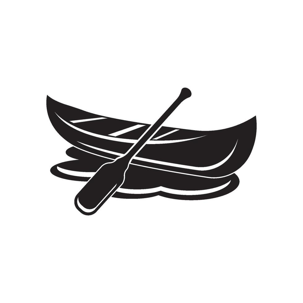 Canoe and paddle icon illustration vector
