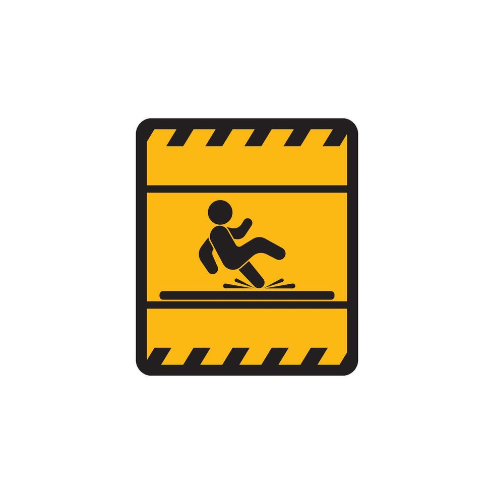 A warning sign with a man falling into a pool vector