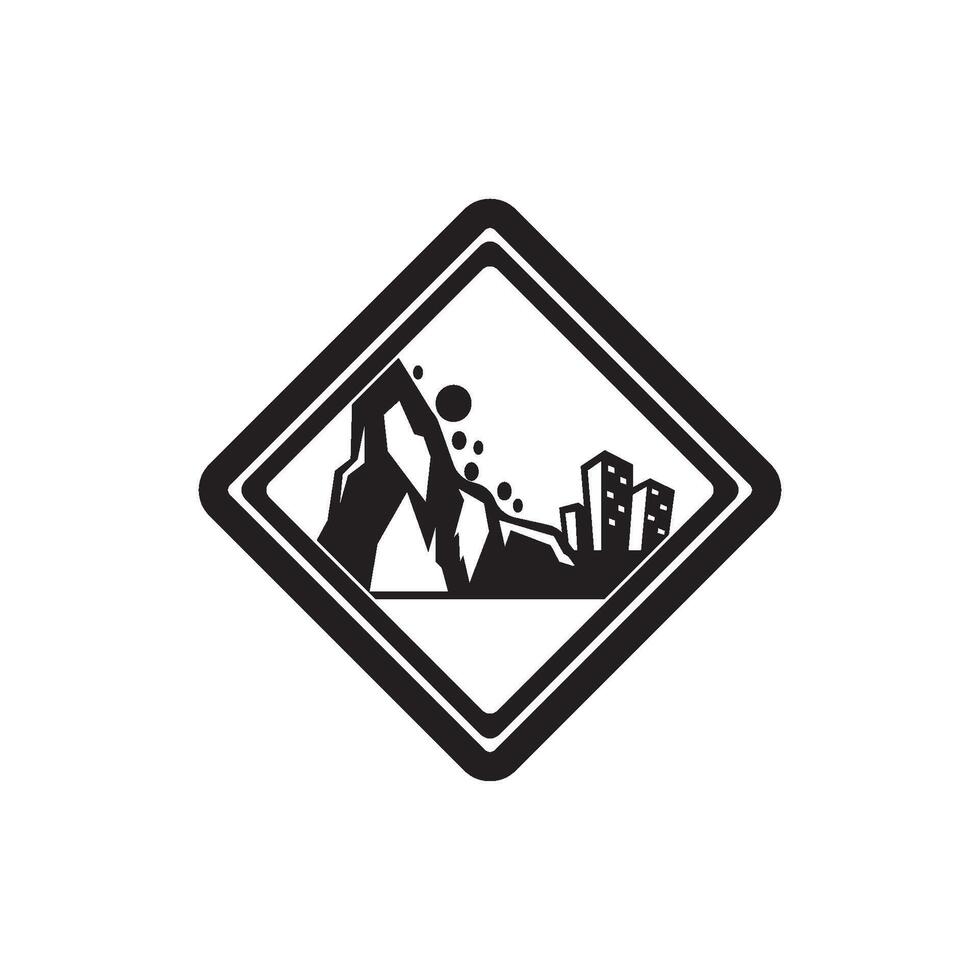 A black and white image of a mountain with a city in the background vector