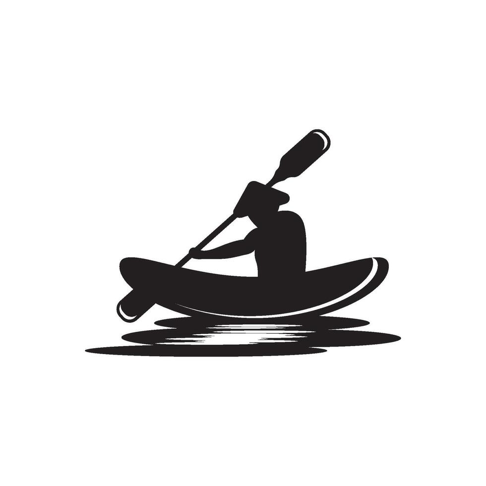 A silhouette of a man in a canoe vector