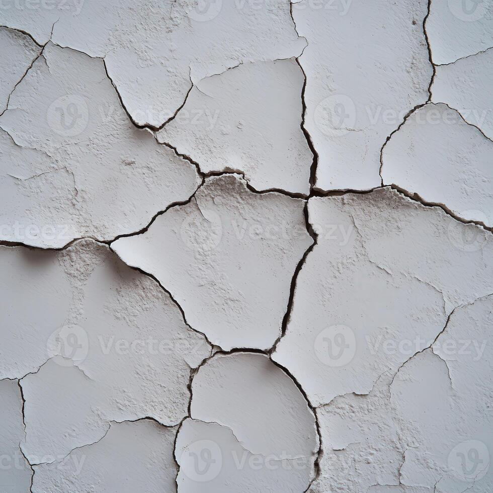 Cracked white wall texture showing signs of weathering and age photo