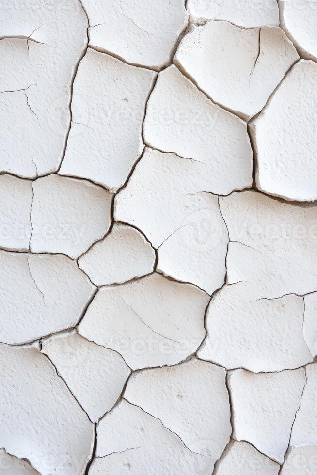 Cracked white wall surface showing texture and aging in natural light photo