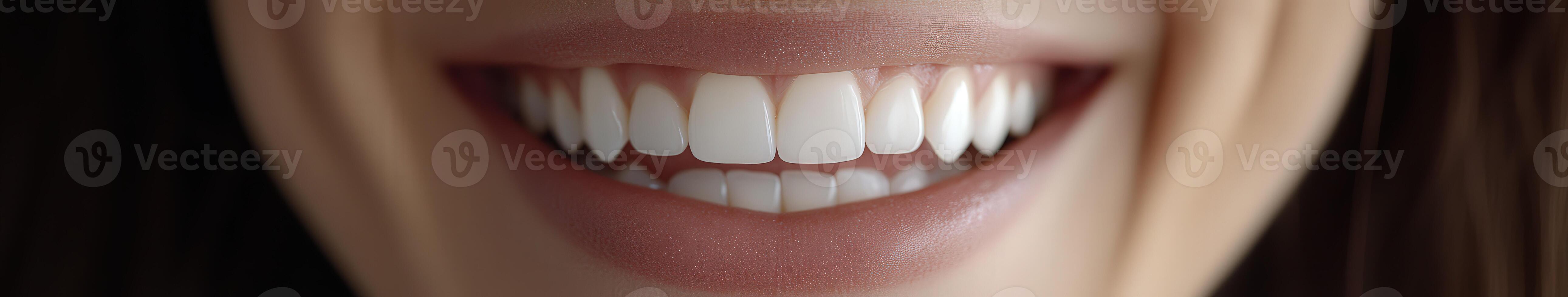 Bright and joyful smile showcasing healthy, white teeth in close-up view photo