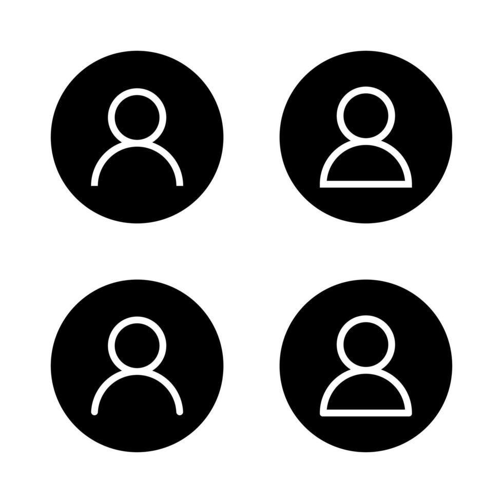 Login user avatar icon on black circle. Profile account sign symbol vector