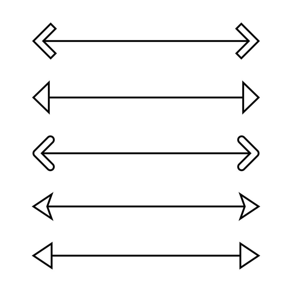 Double arrow line icon set. Two arrows outline symbol vector