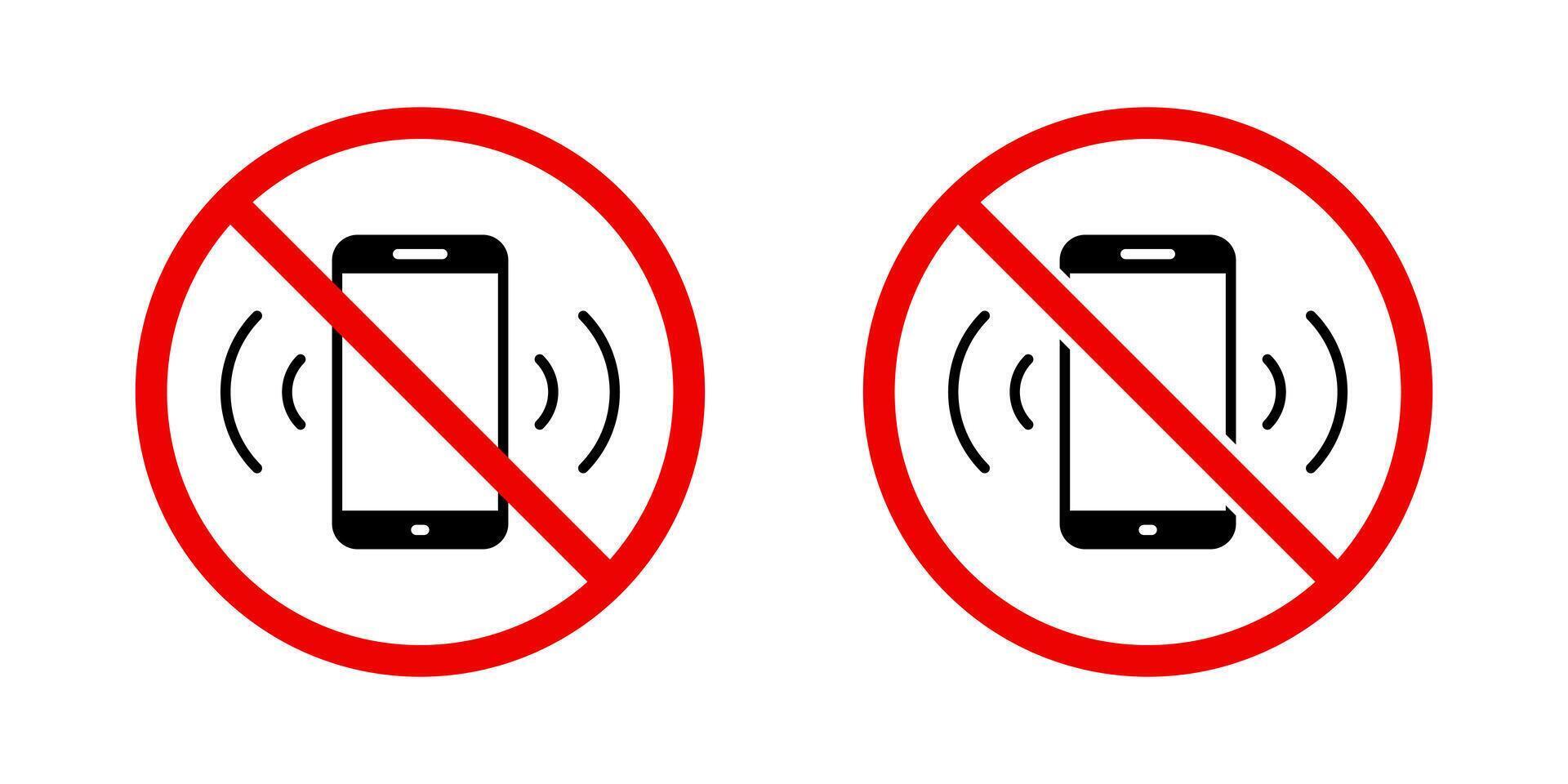 Silent phone icon in generic style. Cellphone prohibition sign symbol vector