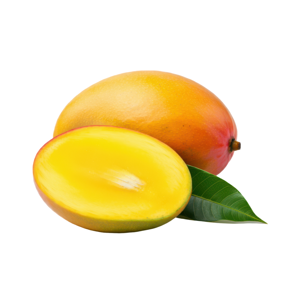 Whole and Sliced Mango Displayed on a Transparent Background png