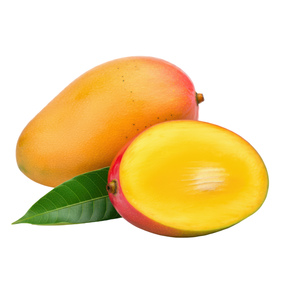 Golden Mango with Slices Arranged on Transparent Canvas png