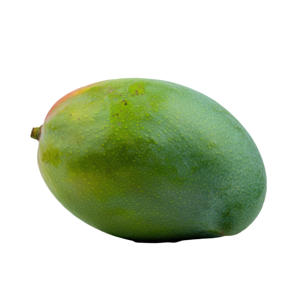 A whole green mango with its fresh slices, set against a transparent background. png