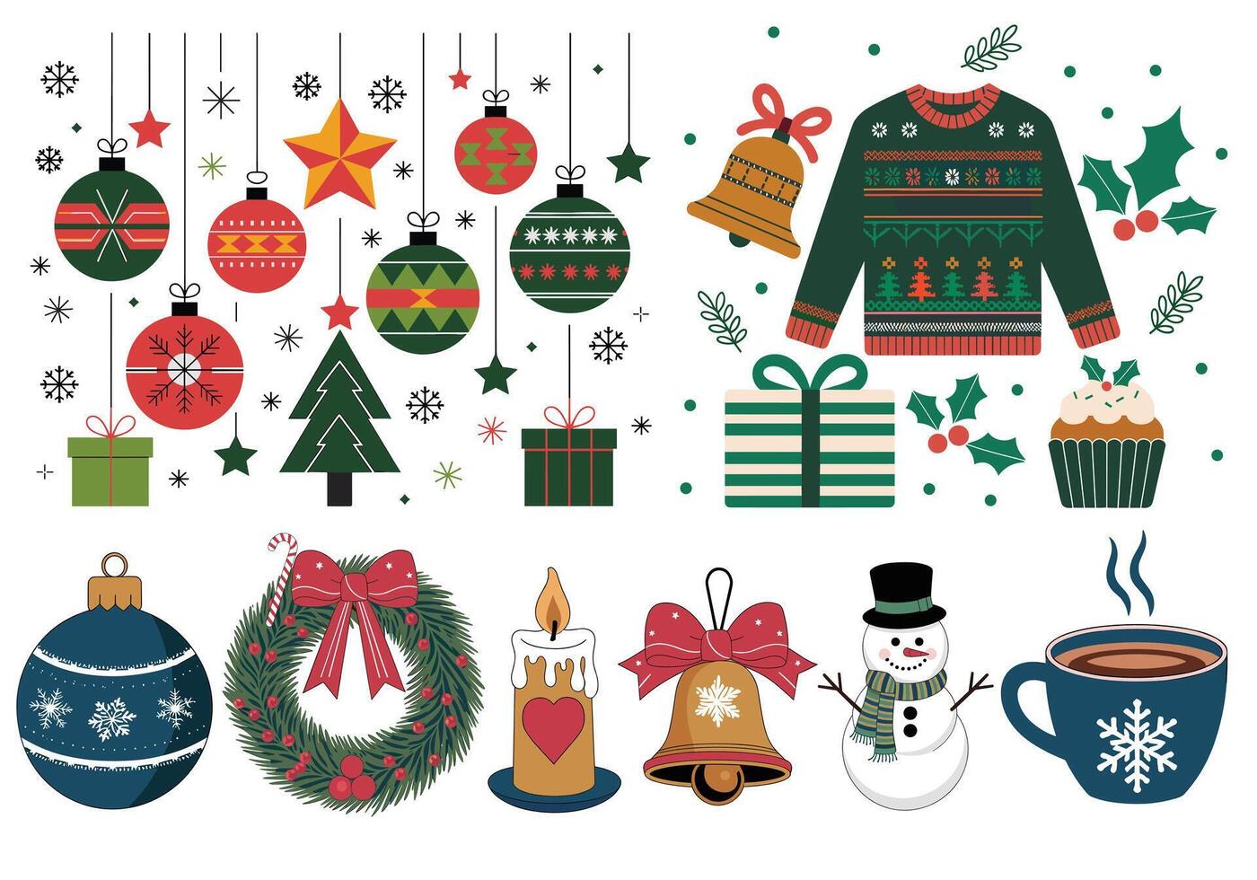 Festive Christmas elements Collection vector