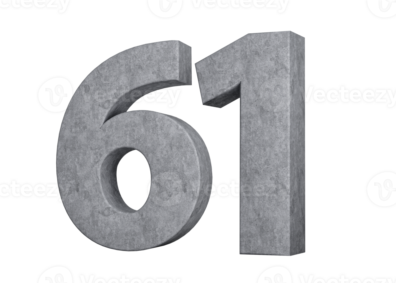 3d Concrete Number Sixty one 61 Digit Made Of Grey Concrete Stone 3d Illustration png