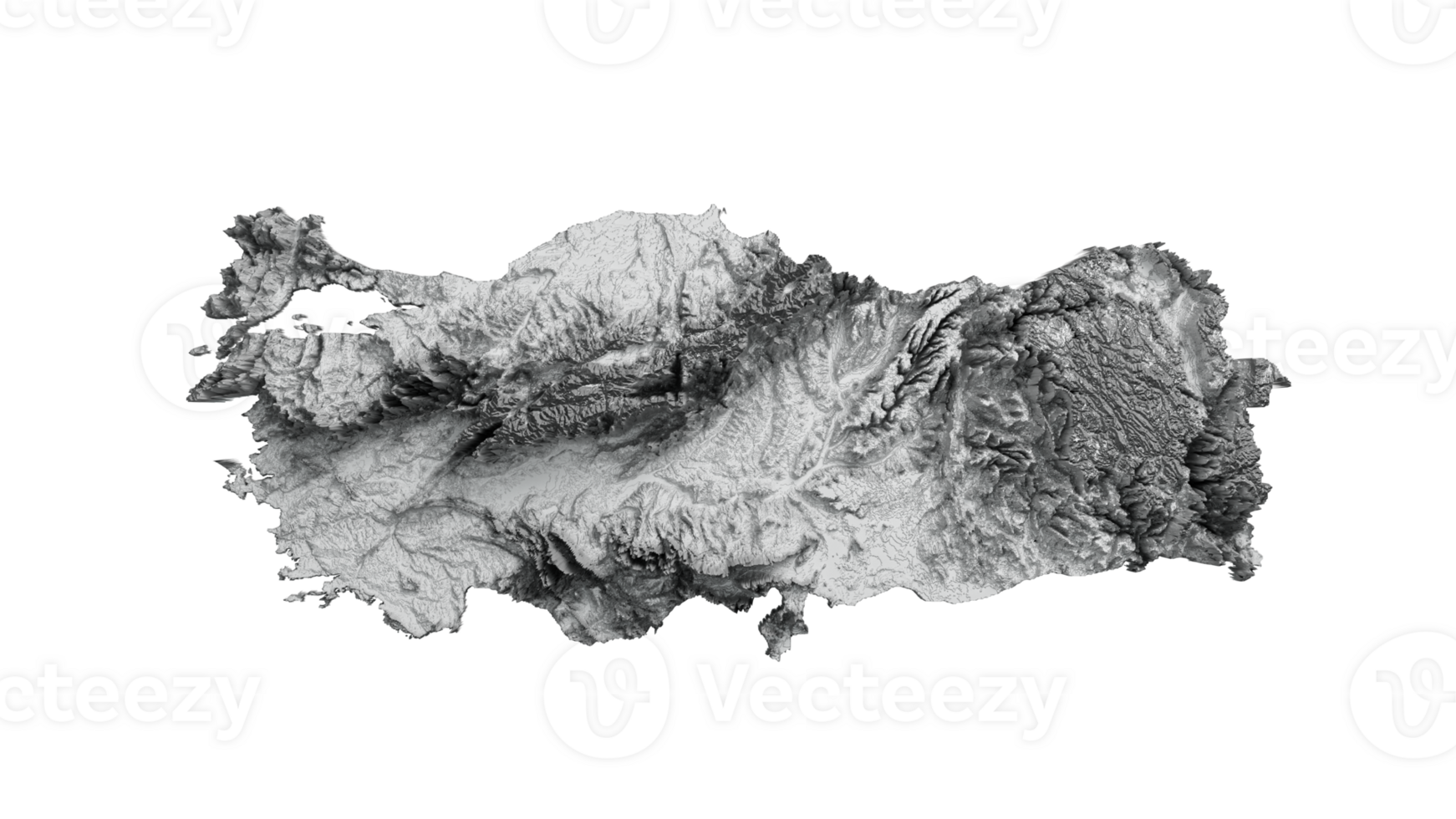 Turkey Map Shaded relief map 3d illustration png