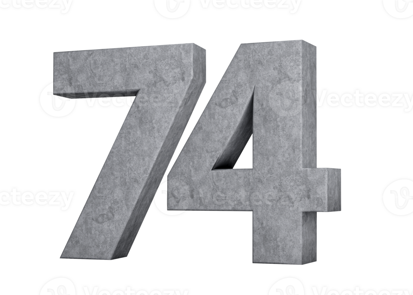 3d Concrete Number Seventy four 74 Digit Made Of Grey Concrete Stone 3d Illustration png