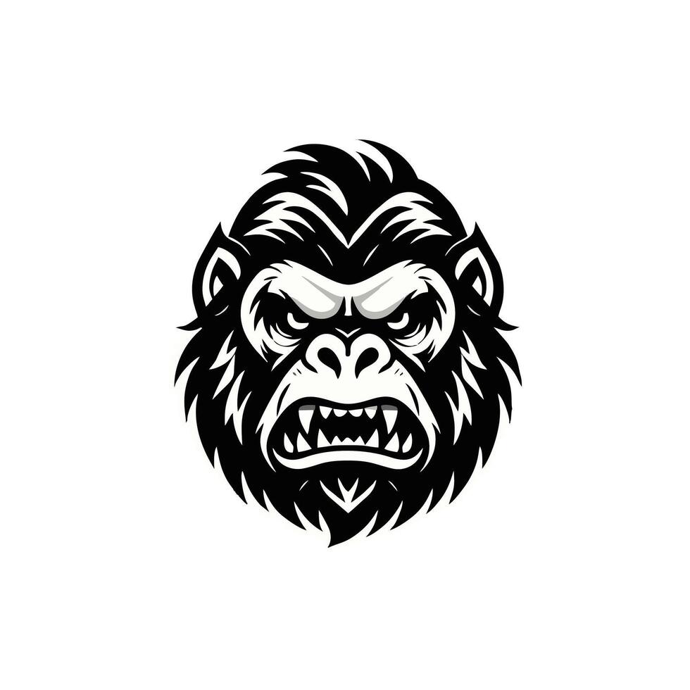 Angry gorilla monocrome logo vector