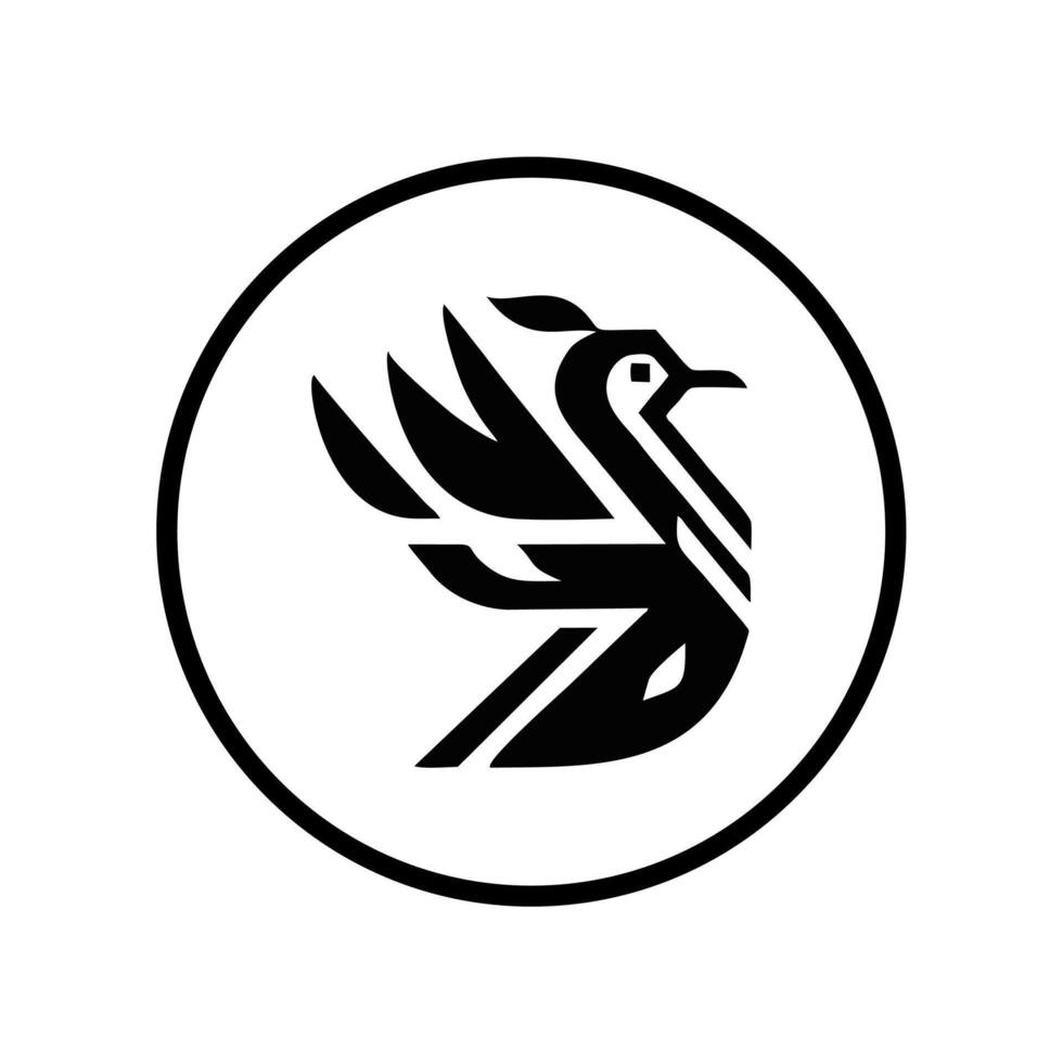 Logo monocrome flying bird with circle vector