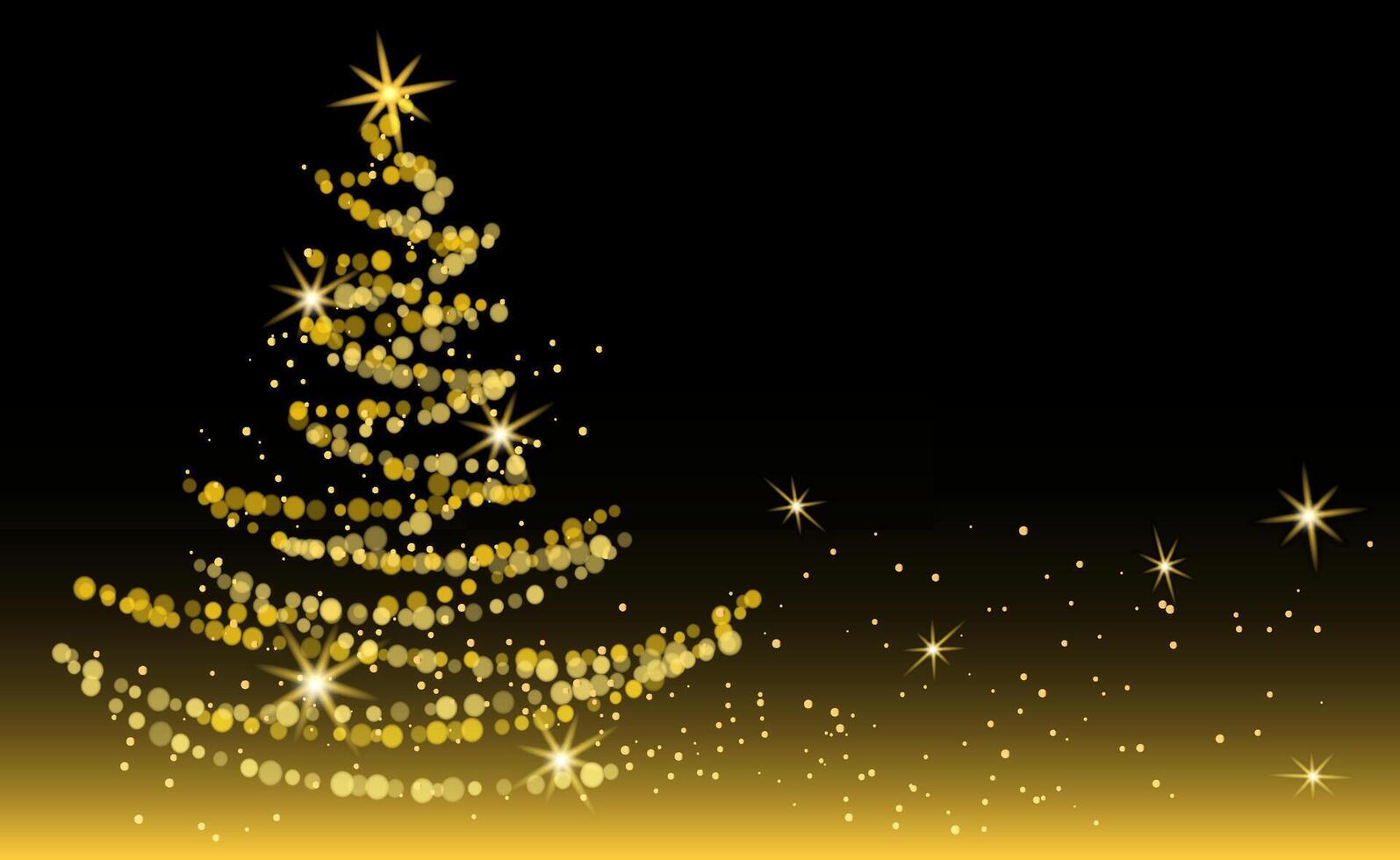 A beautifully designed Christmas tree made of glowing bokeh lights on a dark gradient background vector