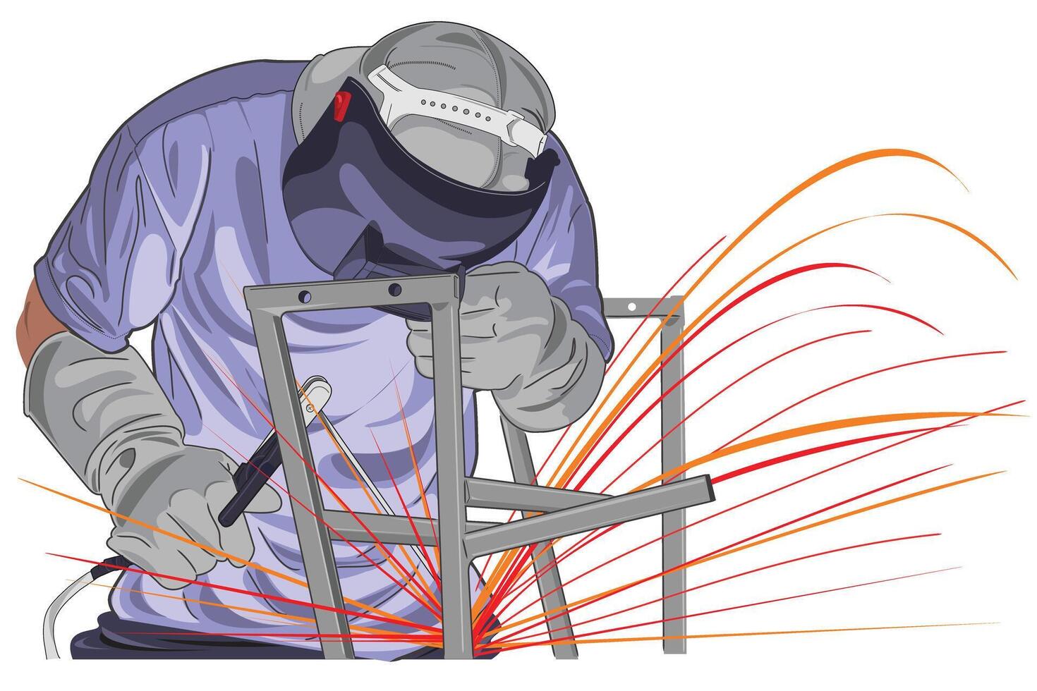 Structure Welding worker with Protective mask vector