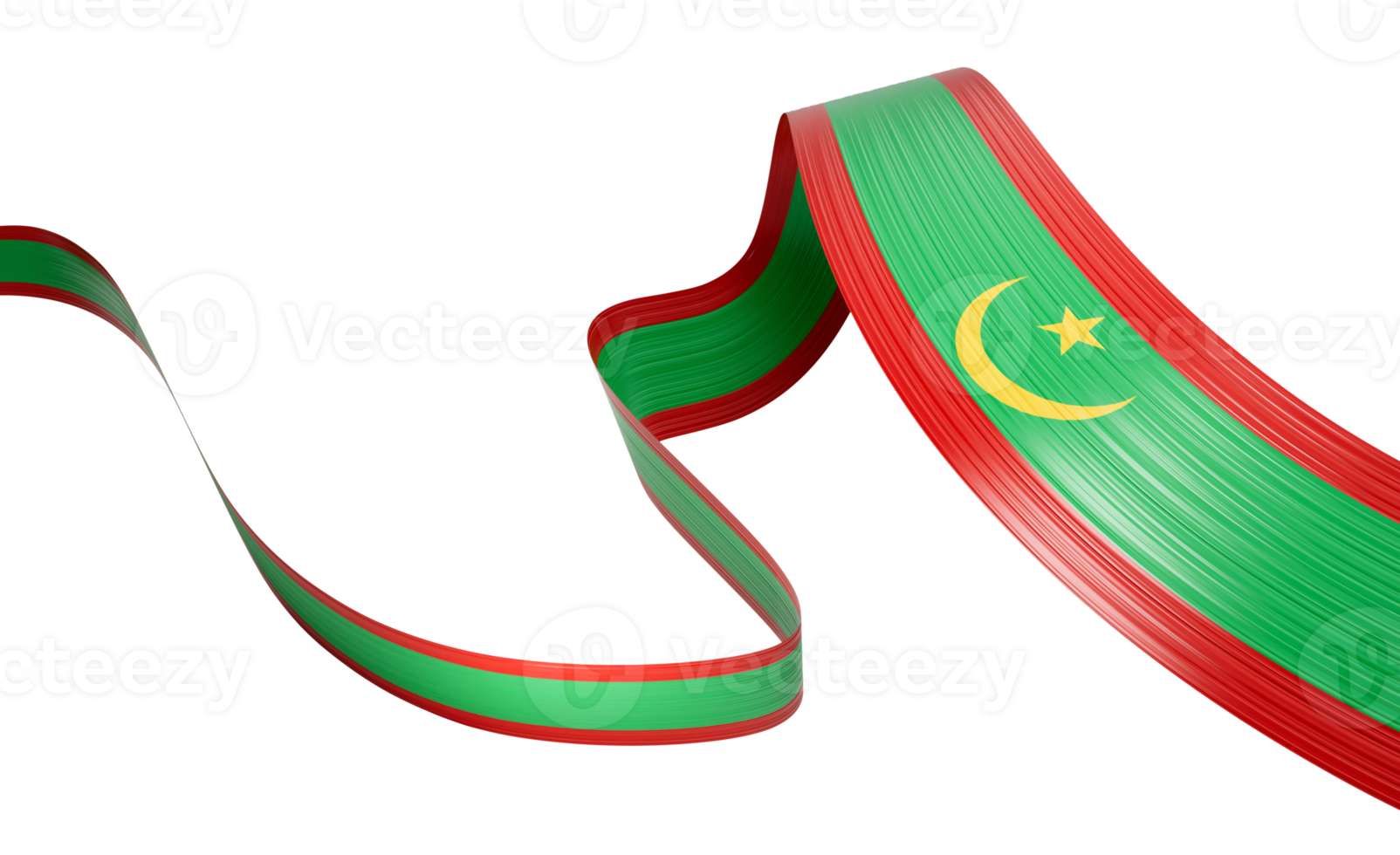 3d Flag Of Mauritania 3d Wavy Shiny Mauritania Ribbon Flag 3d Illustration png